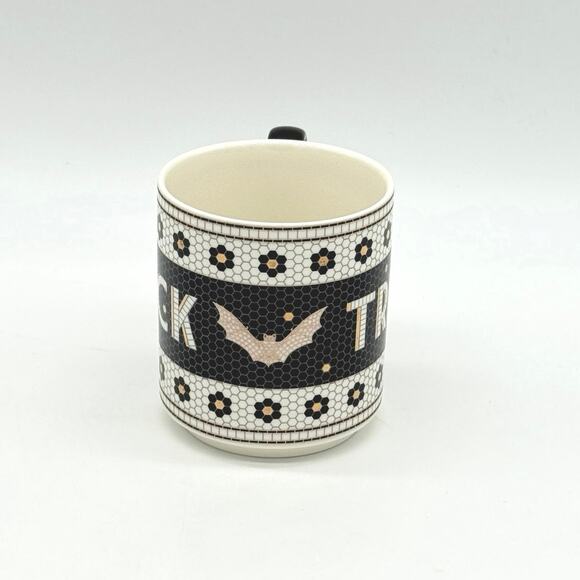 Anthropologie Bistro Tile Trick or Treat Bat Mug Halloween Edition NEW - Picture 2 of 8